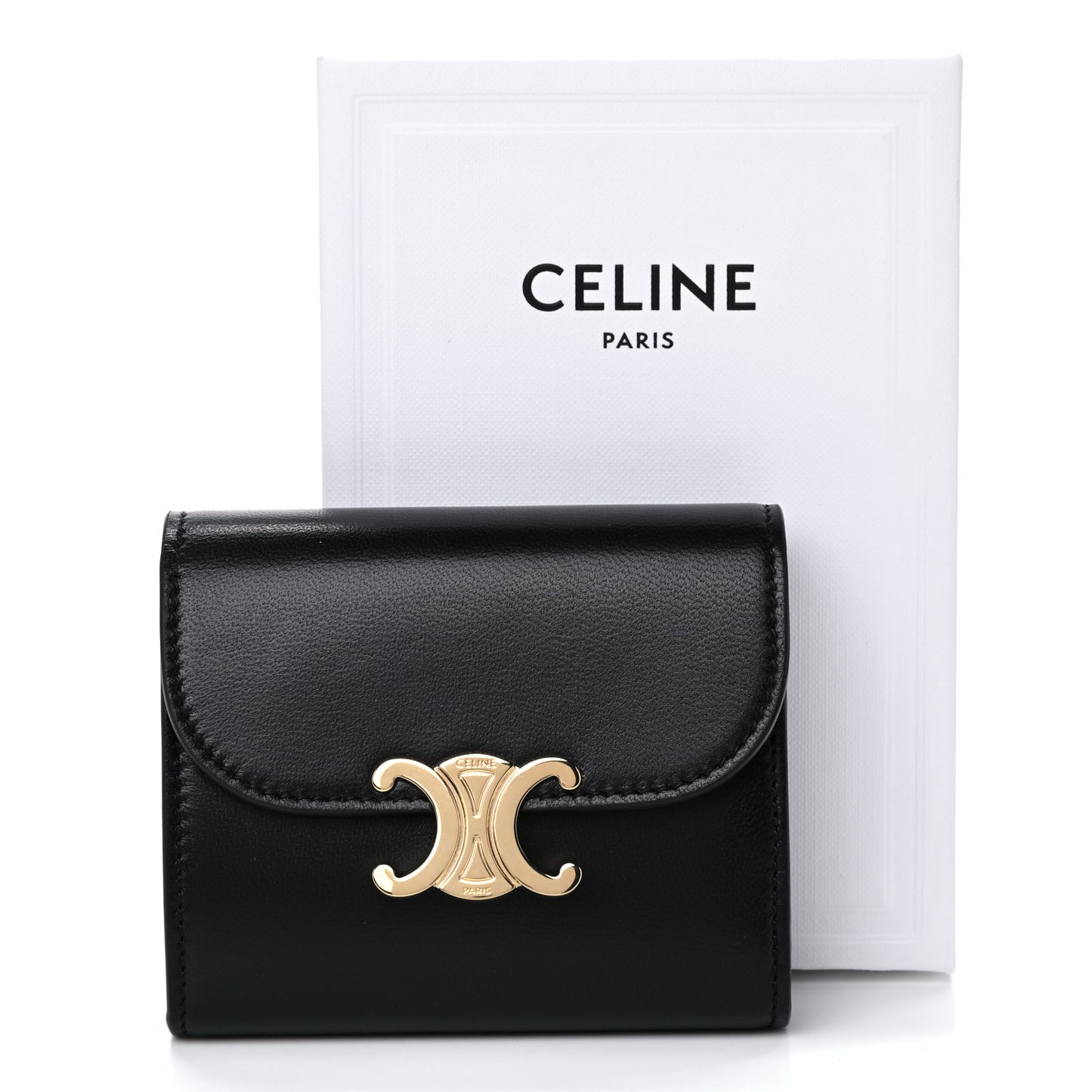 Shiny Smooth Lambskin Small Triomphe Wallet Black