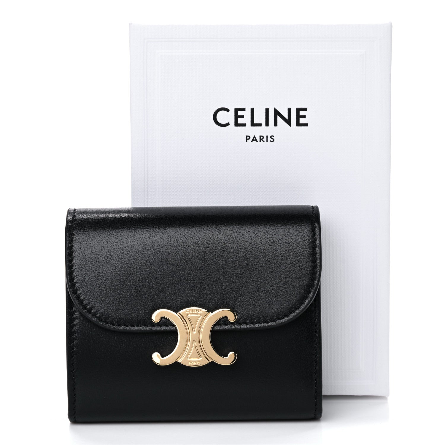 Celine Shiny Smooth Lambskin Small Triomphe Wallet Black 12 of 12