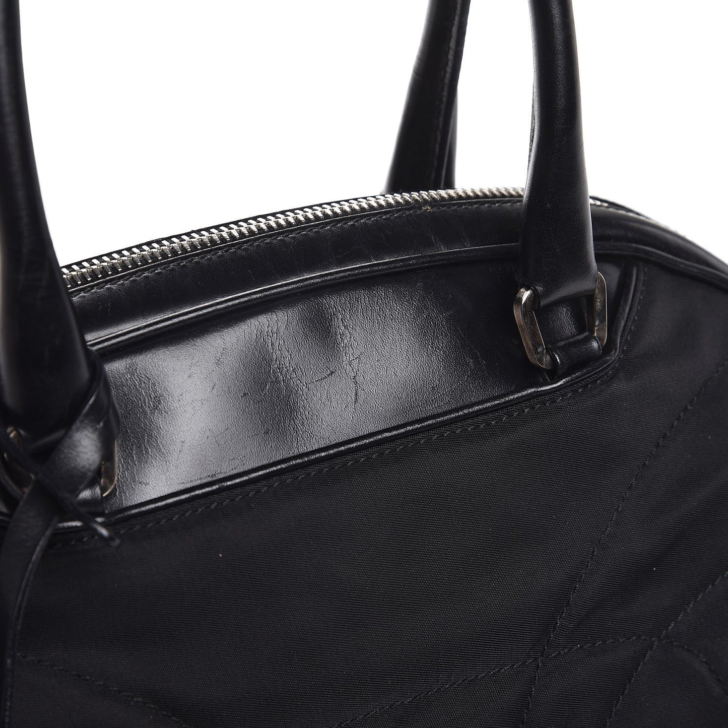 Tessuto Nylon Box Calf Bowling Bag Black