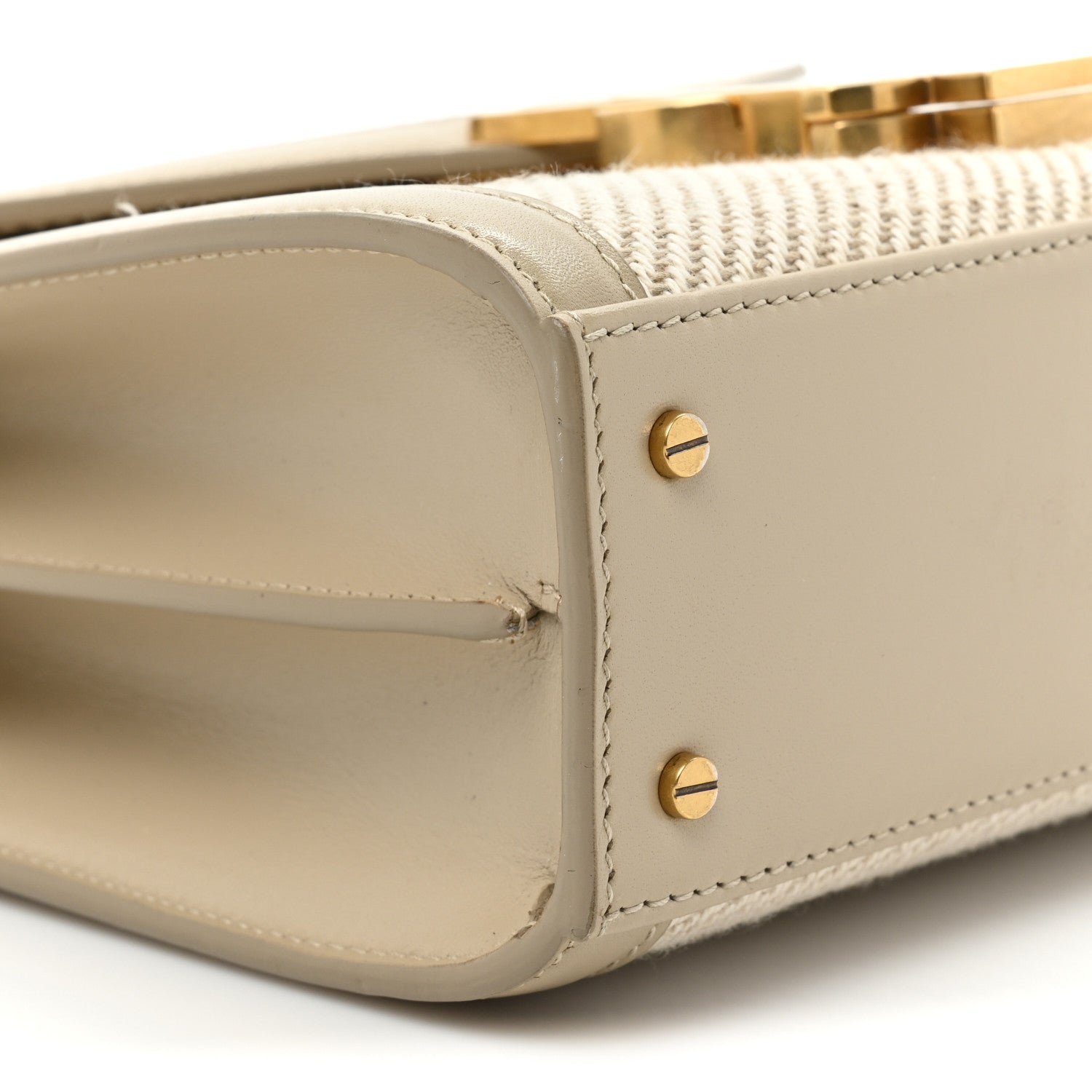 Saint Laurent Canvas Calfskin Mini Classic Monogram Cassandra Top Handle Beige Cream 10 of 15