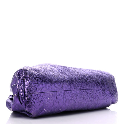 Bottega Veneta Metallic Crinkled Lambskin The Pouch Viola 4 of 14