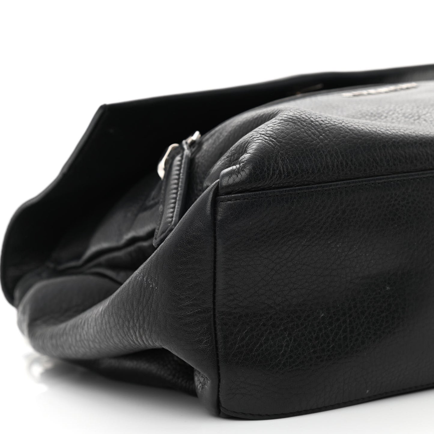 Pebbled Calfskin Small Pandora Pure Flap Bag Black