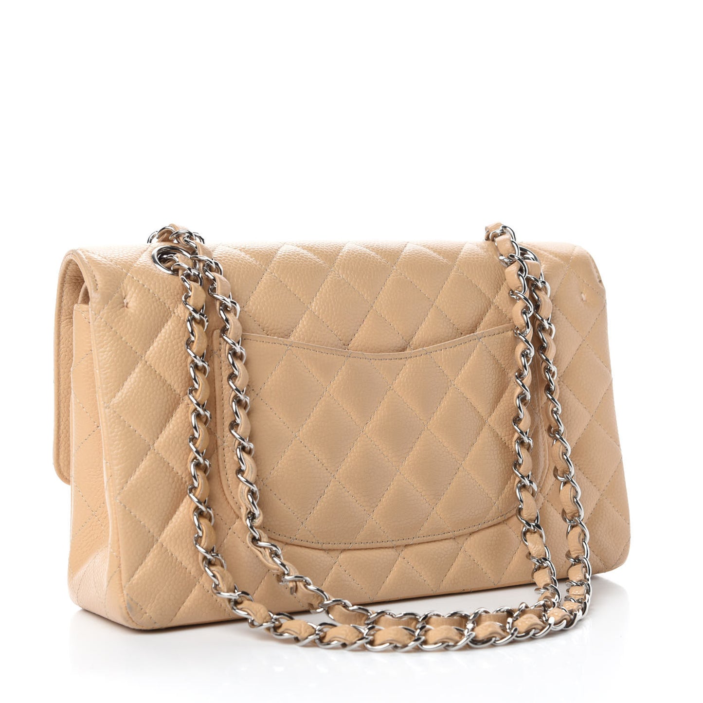 Caviar Quilted Medium Double Flap Beige Clair