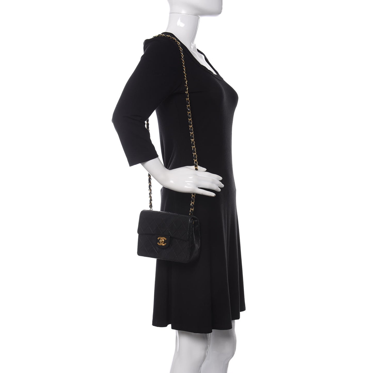 Lambskin Quilted Mini Square Flap Black