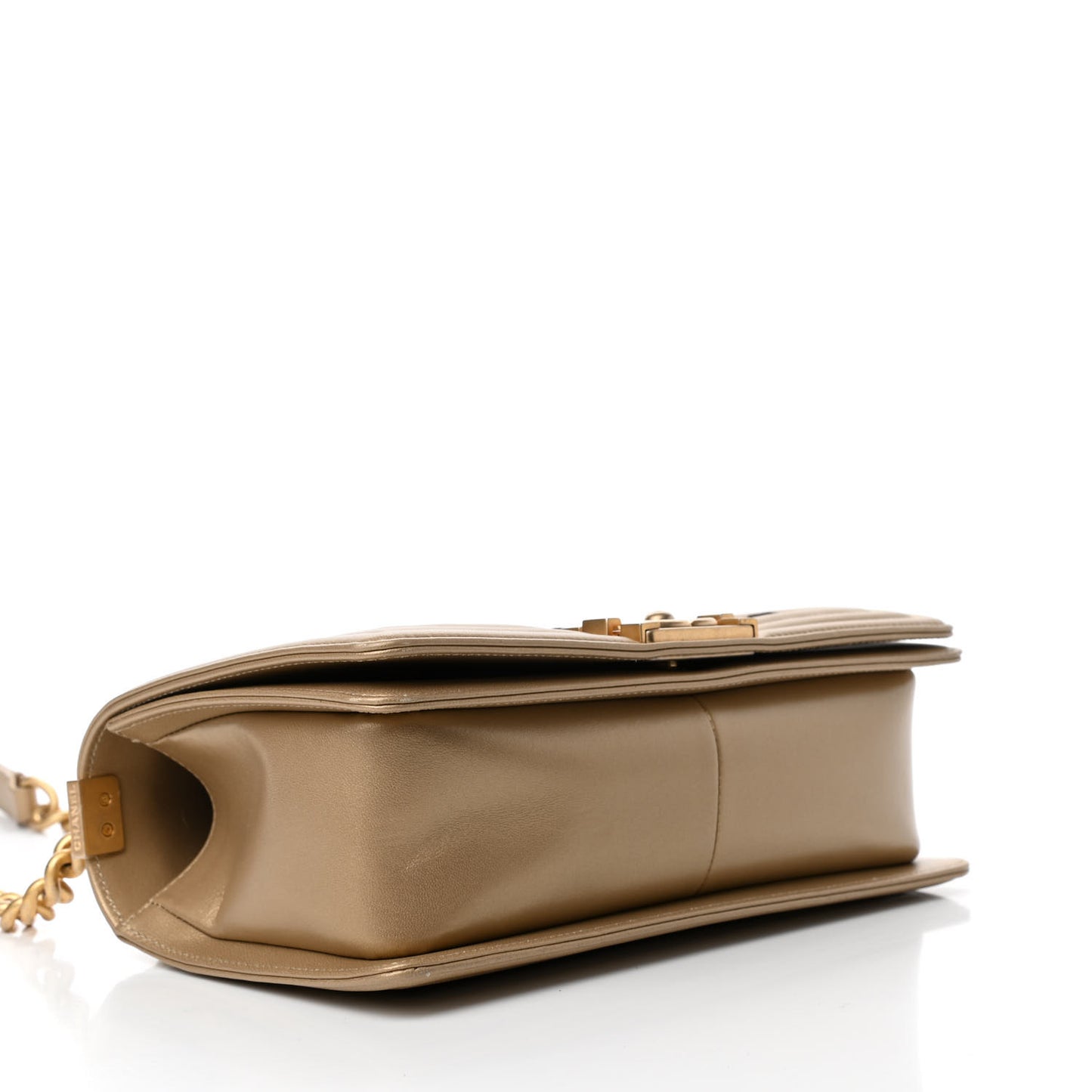 Metallic Lambskin Medium Scaled Boy Flap Gold