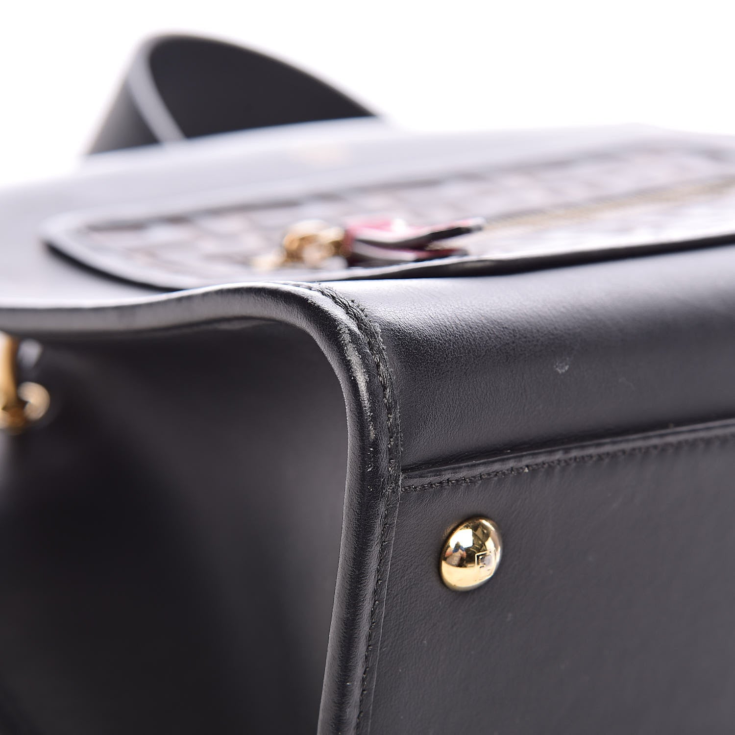 Fendi Vitello Century F is Fendi FF 1974 Embossed Small Runaway Satchel Black Maya 12 of 16