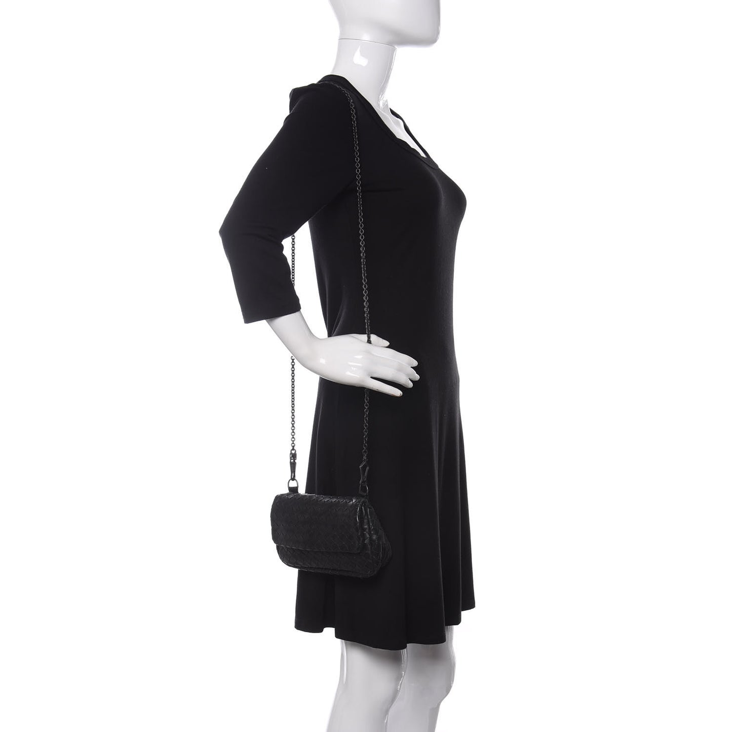 Nappa Intrecciato Mini Chain Messenger Black