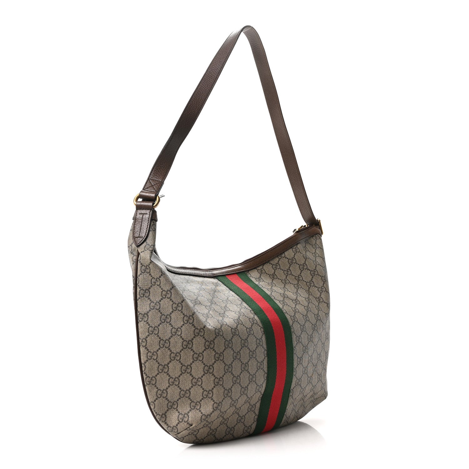 Gucci GG Supreme Monogram Web Ophidia Half Moon Hobo Brown 3 of 10