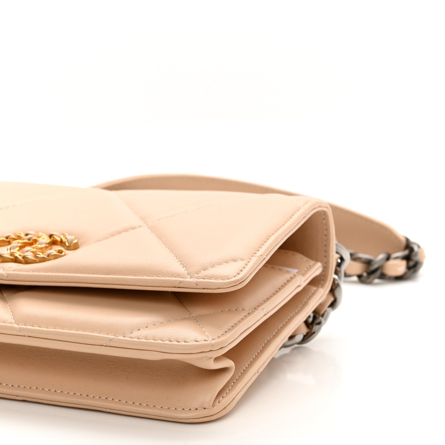 Chanel Lambskin Quilted Chanel 19 Wallet On Chain WOC Beige 11 of 13