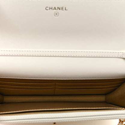 Chanel Lambskin Quilted CC Pearl Crush Wallet on Chain WOC White 5 of 12