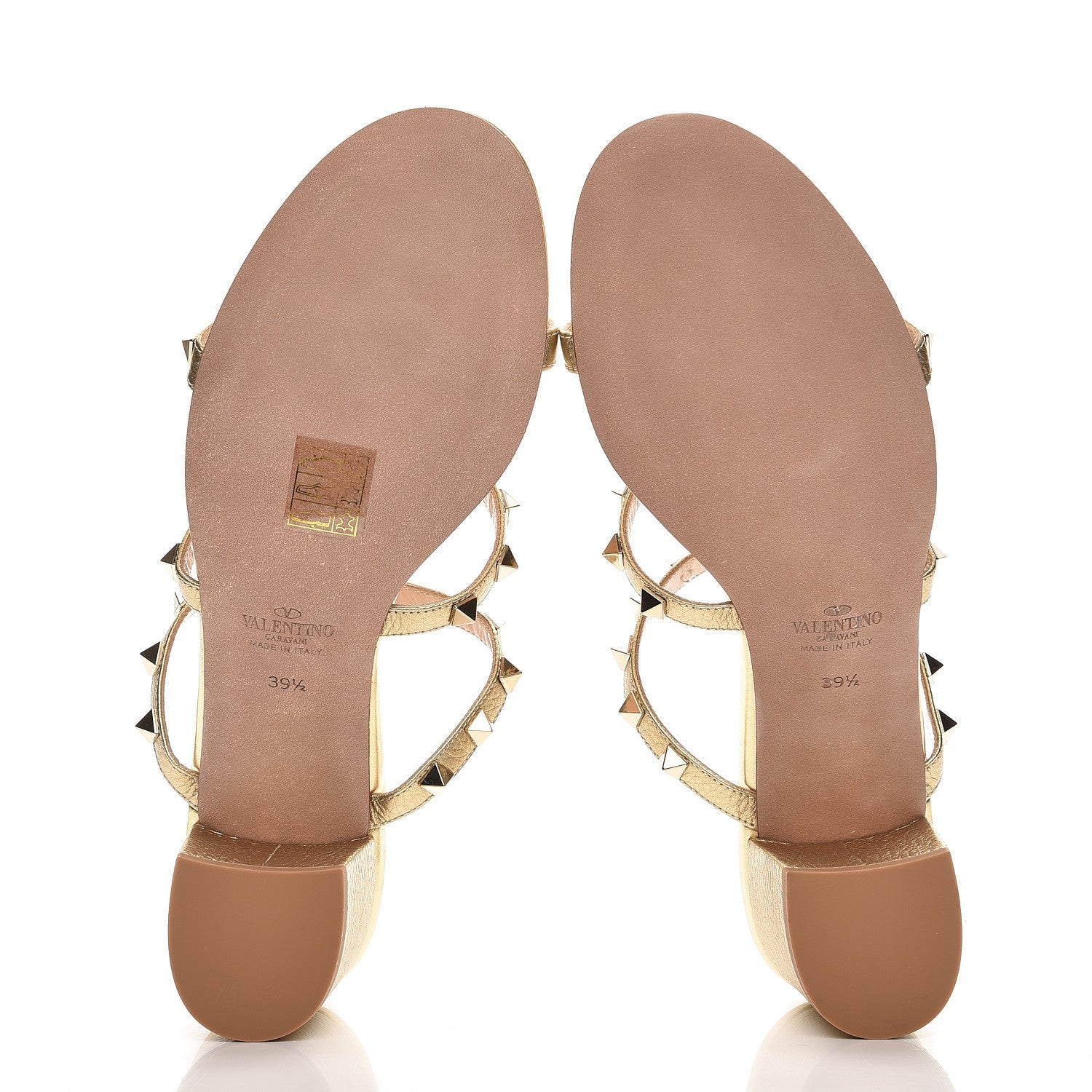 Valentino Garavani Metallic Pebbled Calfskin Rockstud 60mm Caged Slide Sandals 39.5 Mekong 5 of 8