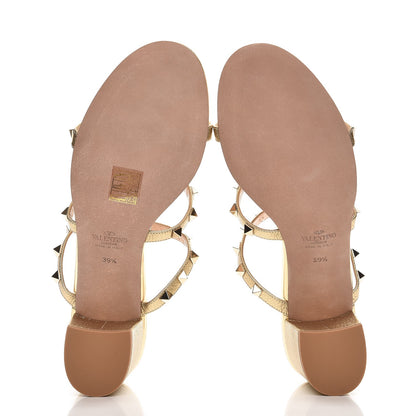 Valentino Garavani Metallic Pebbled Calfskin Rockstud 60mm Caged Slide Sandals 39.5 Mekong 5 of 8