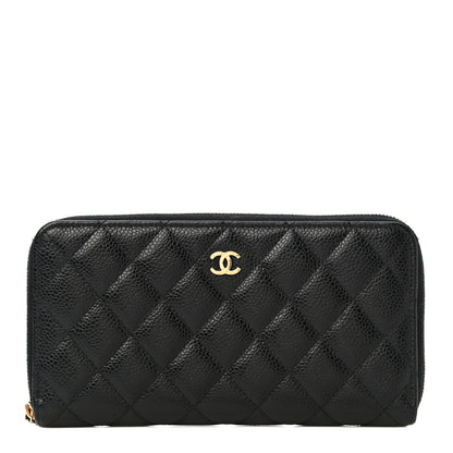 Chanel Caviar Quilted Large Gusset Zip Around Wallet Black 1 of 12