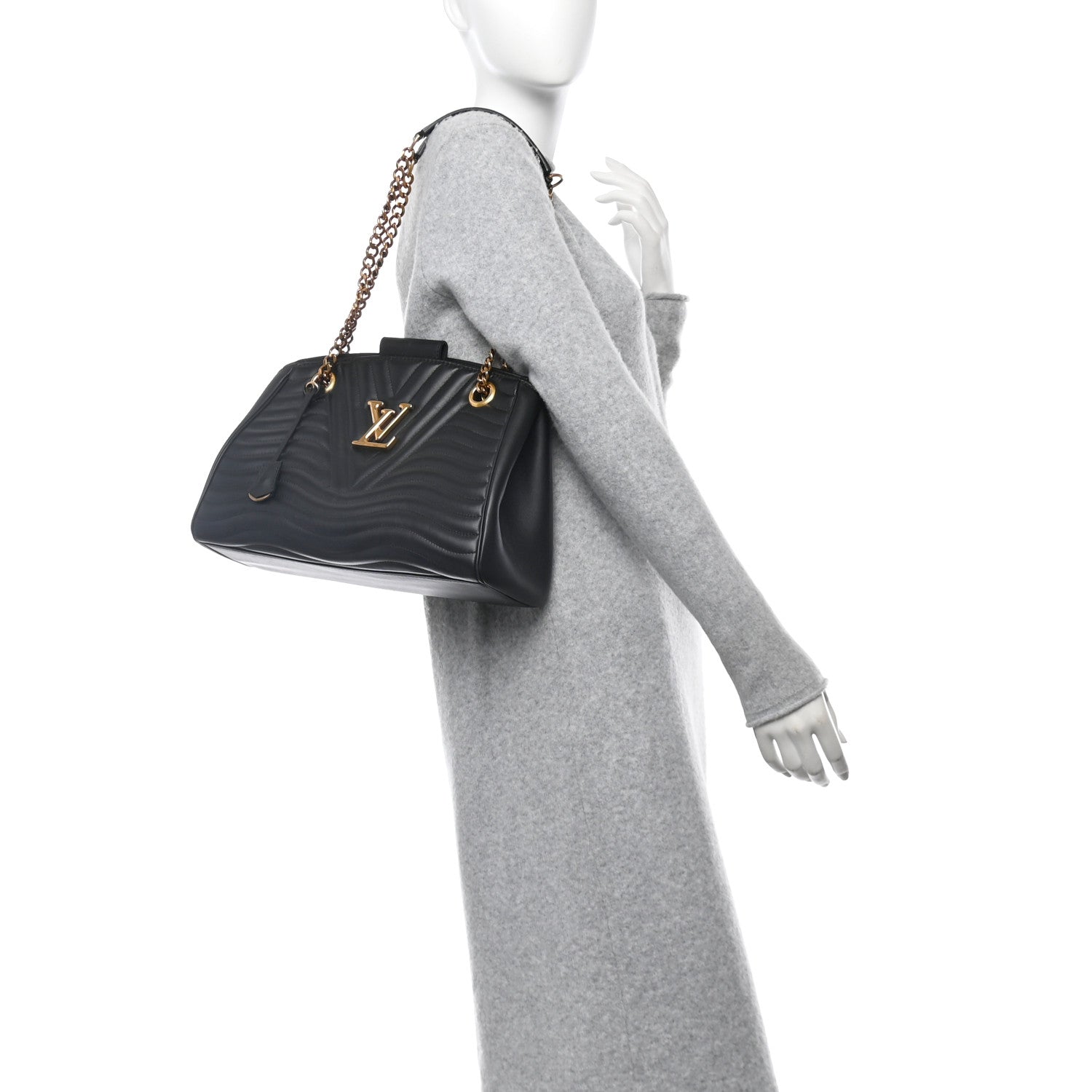 Louis Vuitton Calfskin New Wave Chain Tote Black 3 of 11