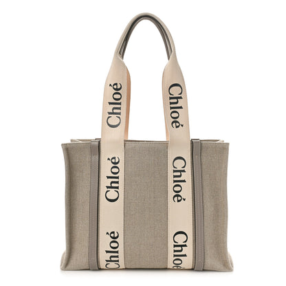 Chloe Linen Calfskin Medium Woody Ribbon Tote Grey 1 of 8