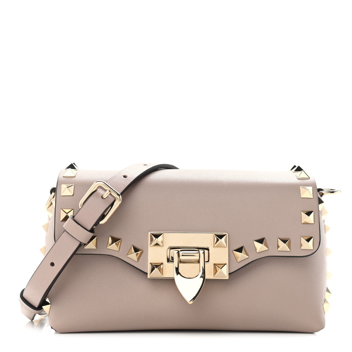 Calfskin Mini Rockstud Crossbody Bag Poudre