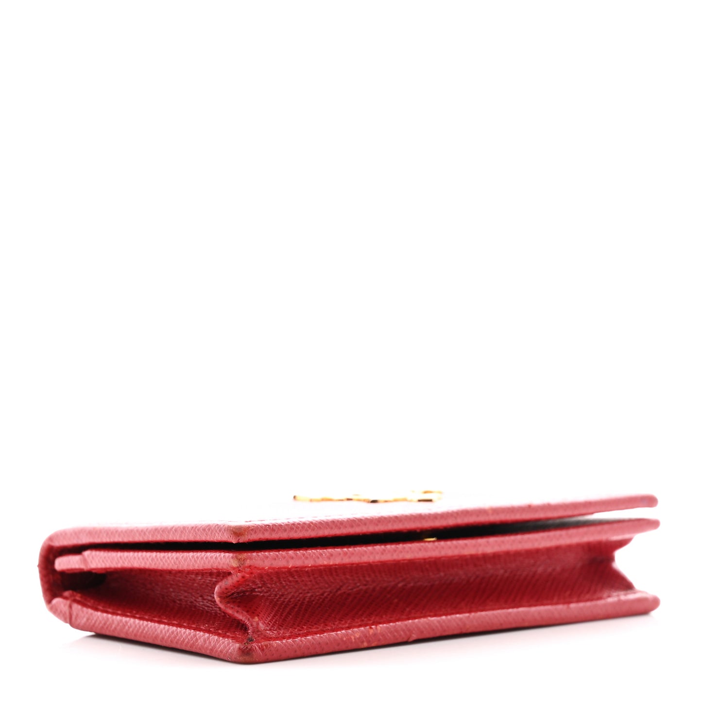 Saffiano Metal Bi-Fold Card Holder Wallet Fuoco