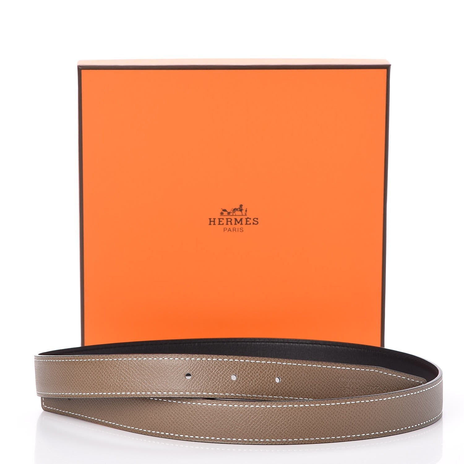 Hermes Swift Epsom 24mm Belt Strap 80 Black Etoupe 6 of 6