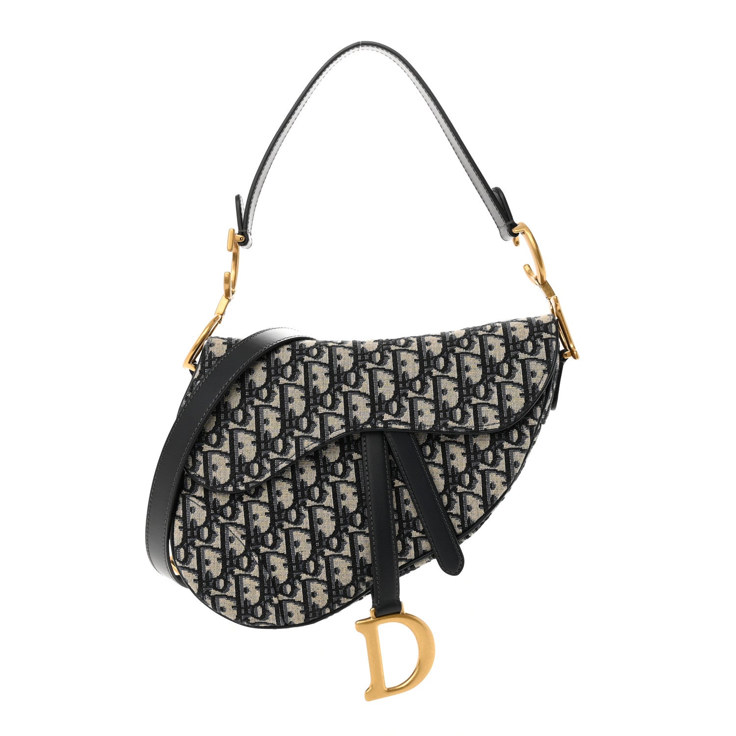 Christian Dior Oblique Saddle Bag With Strap Blue 1 of 11