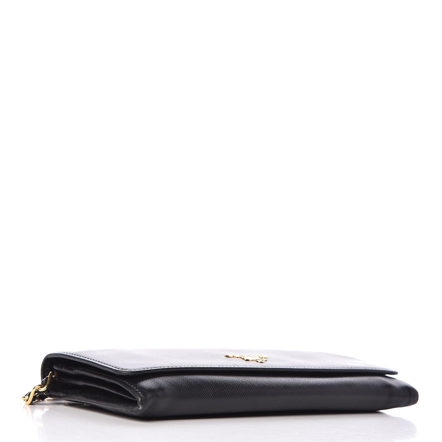 Prada Saffiano Metal Oro Chain Wallet Black 4 of 14