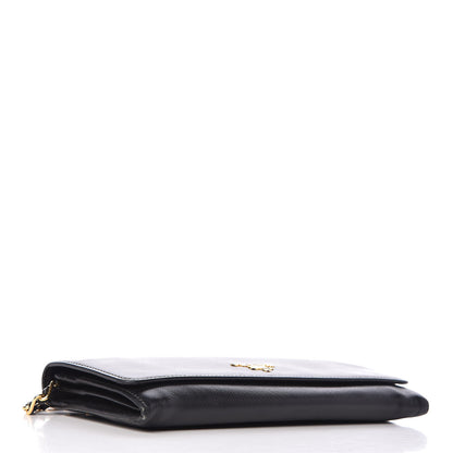 Prada Saffiano Metal Oro Chain Wallet Black 4 of 14