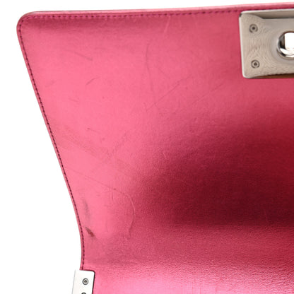 Chanel Metallic Patent Quilted New Medium Boy Flap Fuchsia 8 of 11