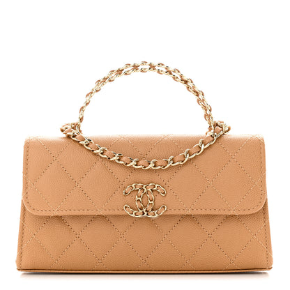 Chanel Caviar Quilted Chain Match Top Handle Phone Holder With Chain Beige 1 of 11