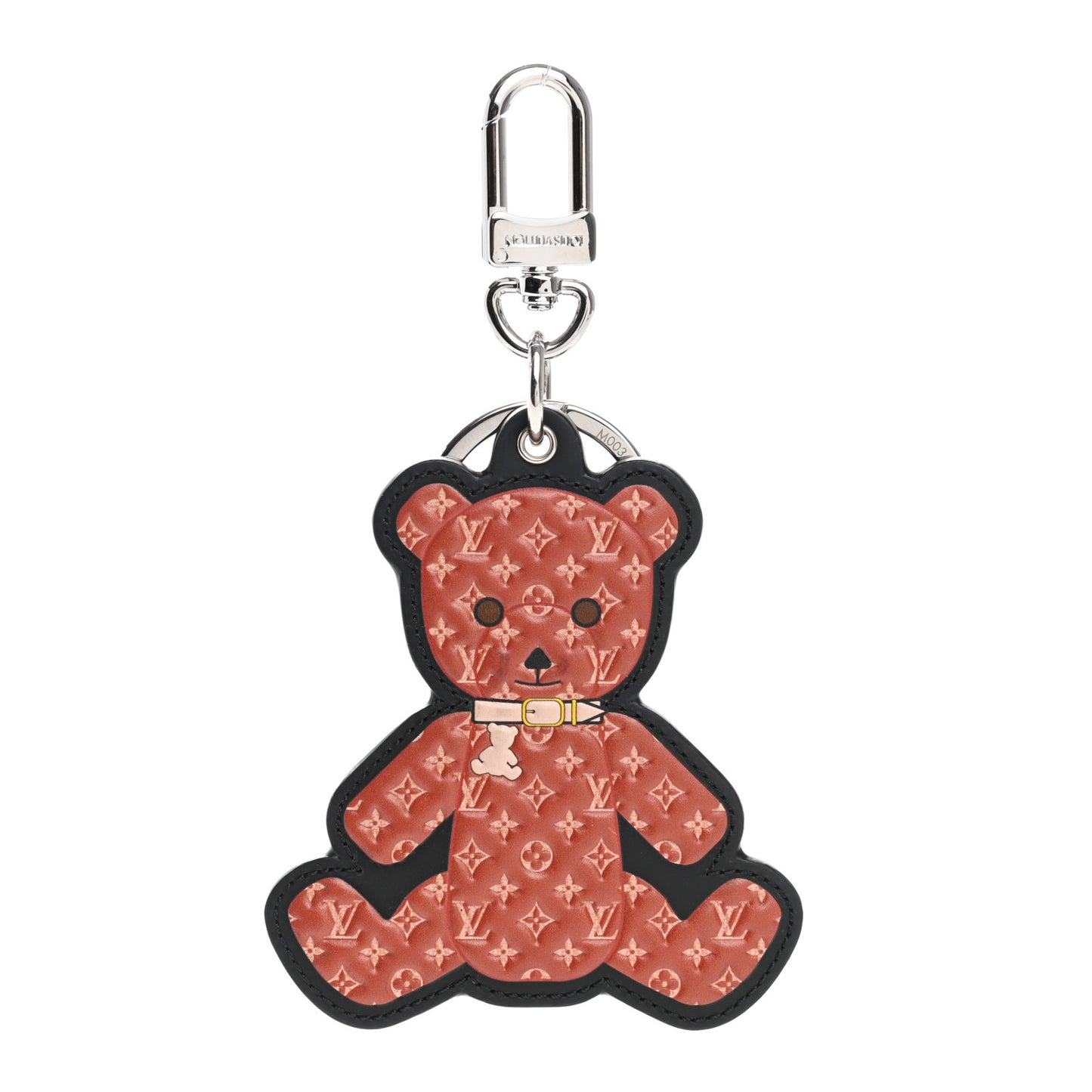 Monogram Teddy Bear Bag Charm Key Holder Brown