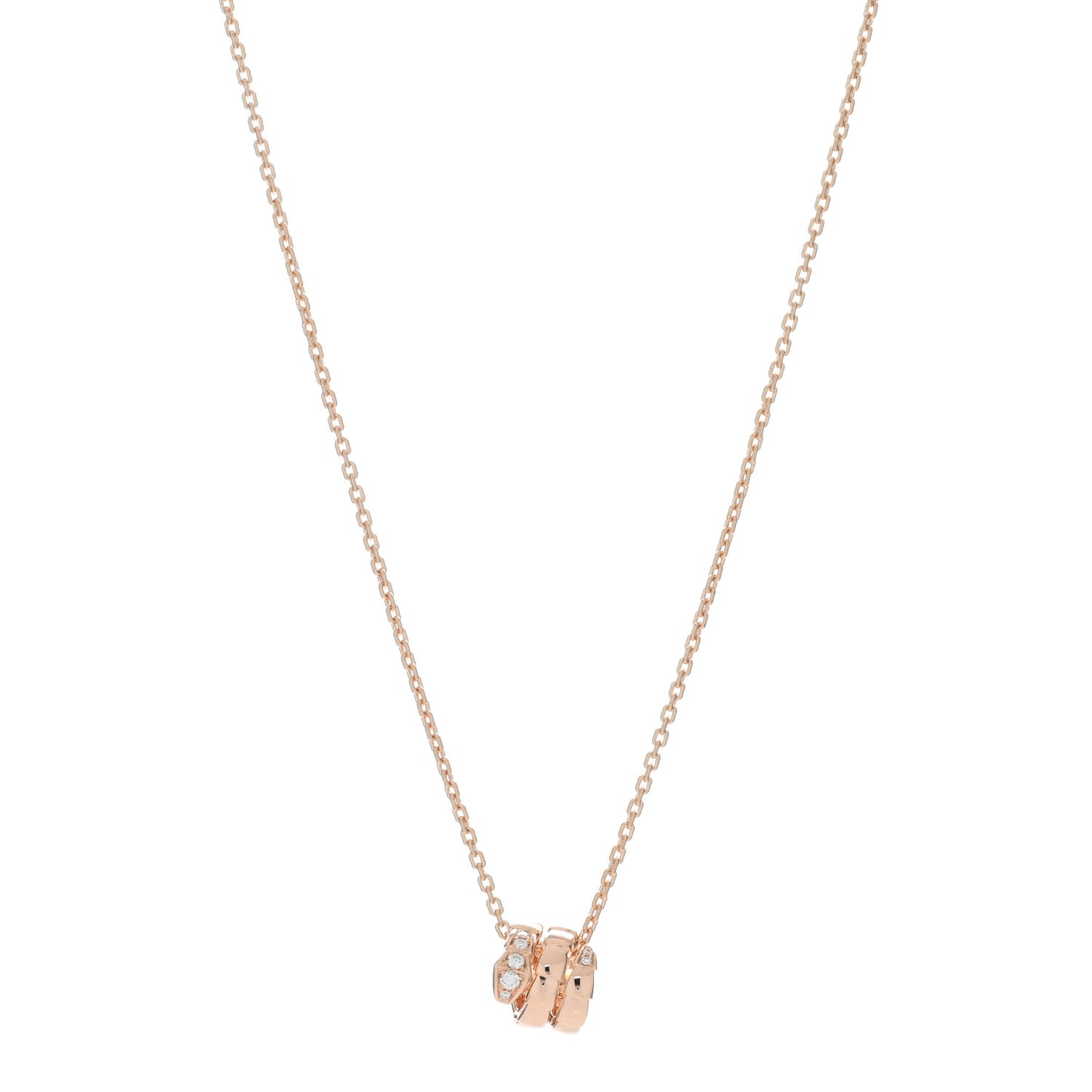 18K Rose Gold Diamond Serpenti Viper Demi Pave Pendant Necklace