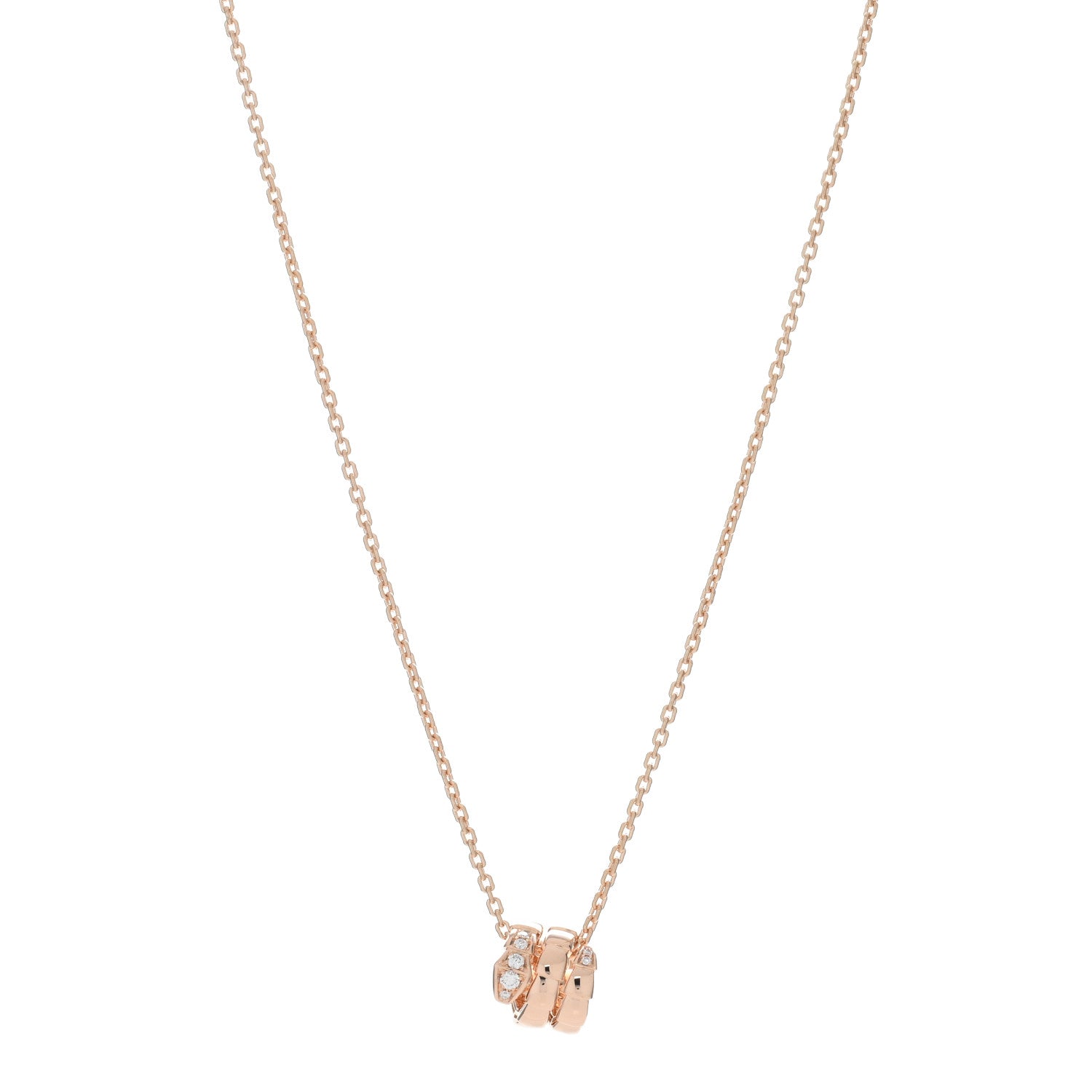 Bulgari 18K Rose Gold Diamond Serpenti Viper Demi Pave Pendant Necklace 1 of 5