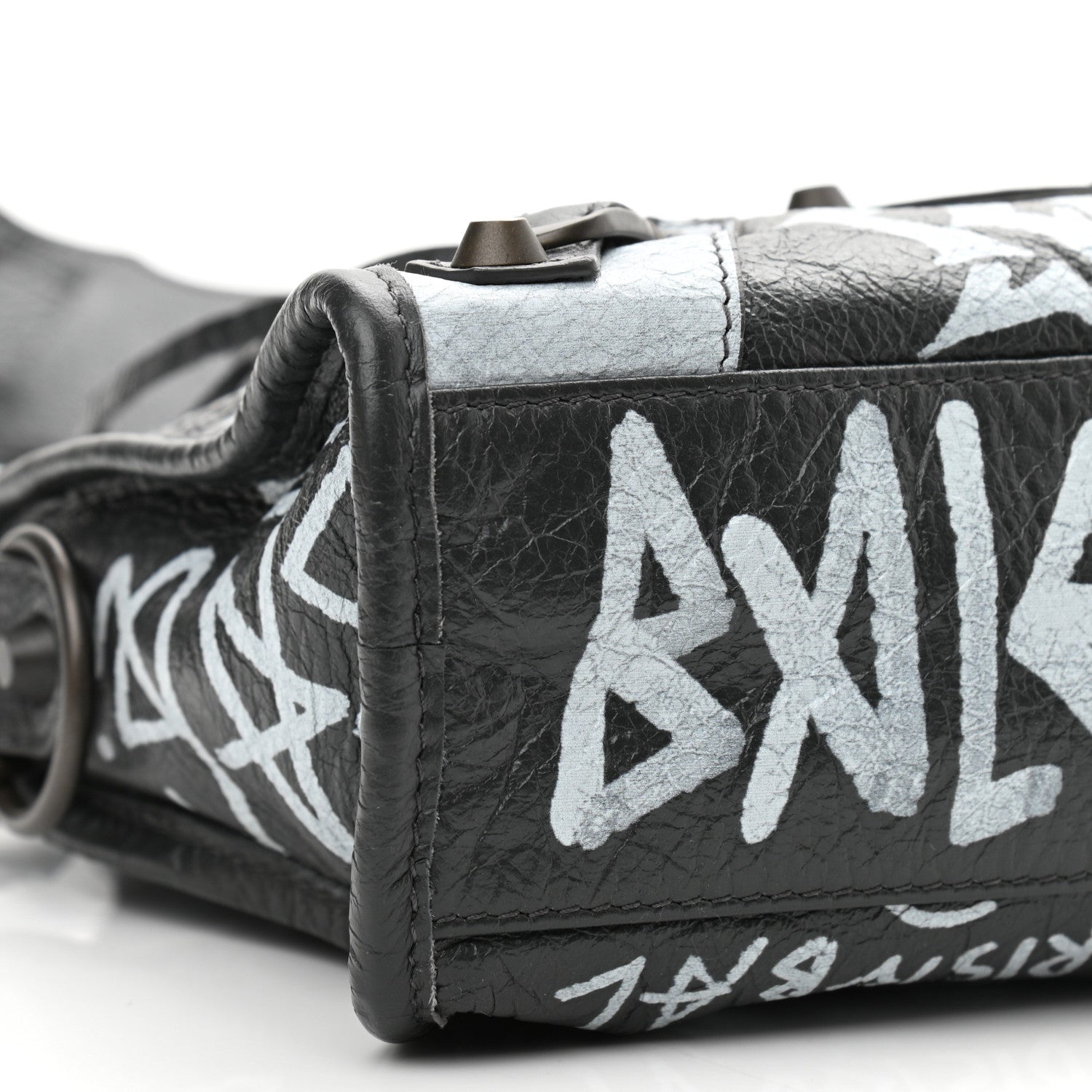 Balenciaga Agneau Arena Graffiti All Over Classic Hardware Mini City Gris Fossile White 9 of 10