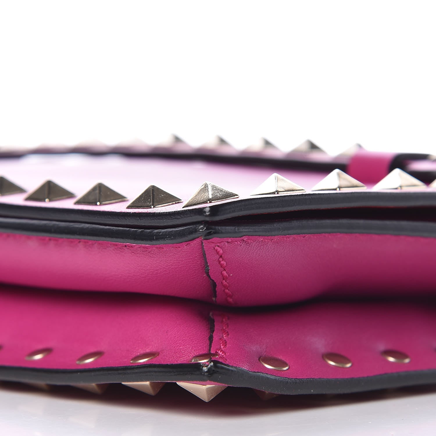 Valentino Garavani Nappa Small Rockstud Wristlet Clutch Fuxia 8 of 9