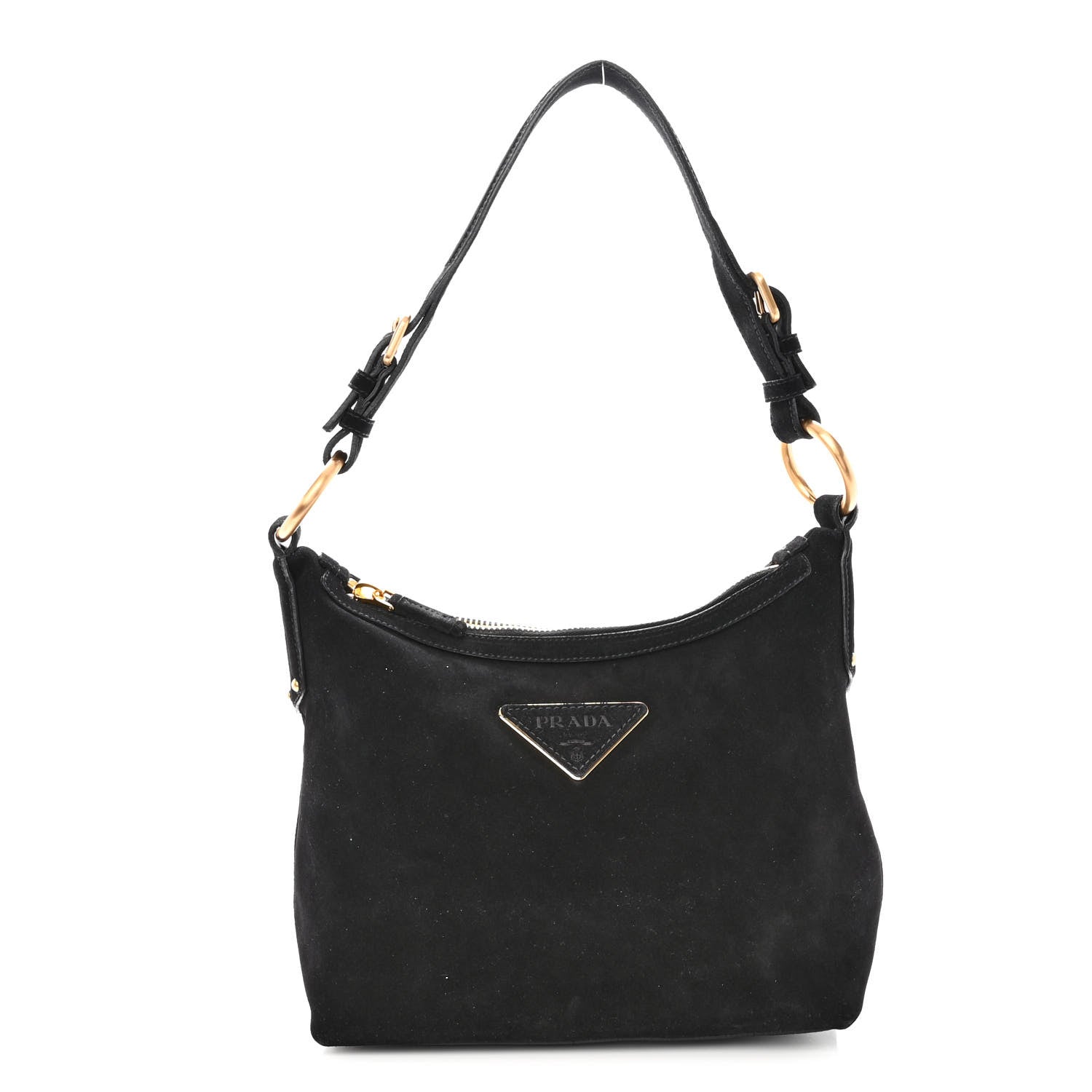 Prada Scamosciato Suede Shoulder Bag Black 1 of 19