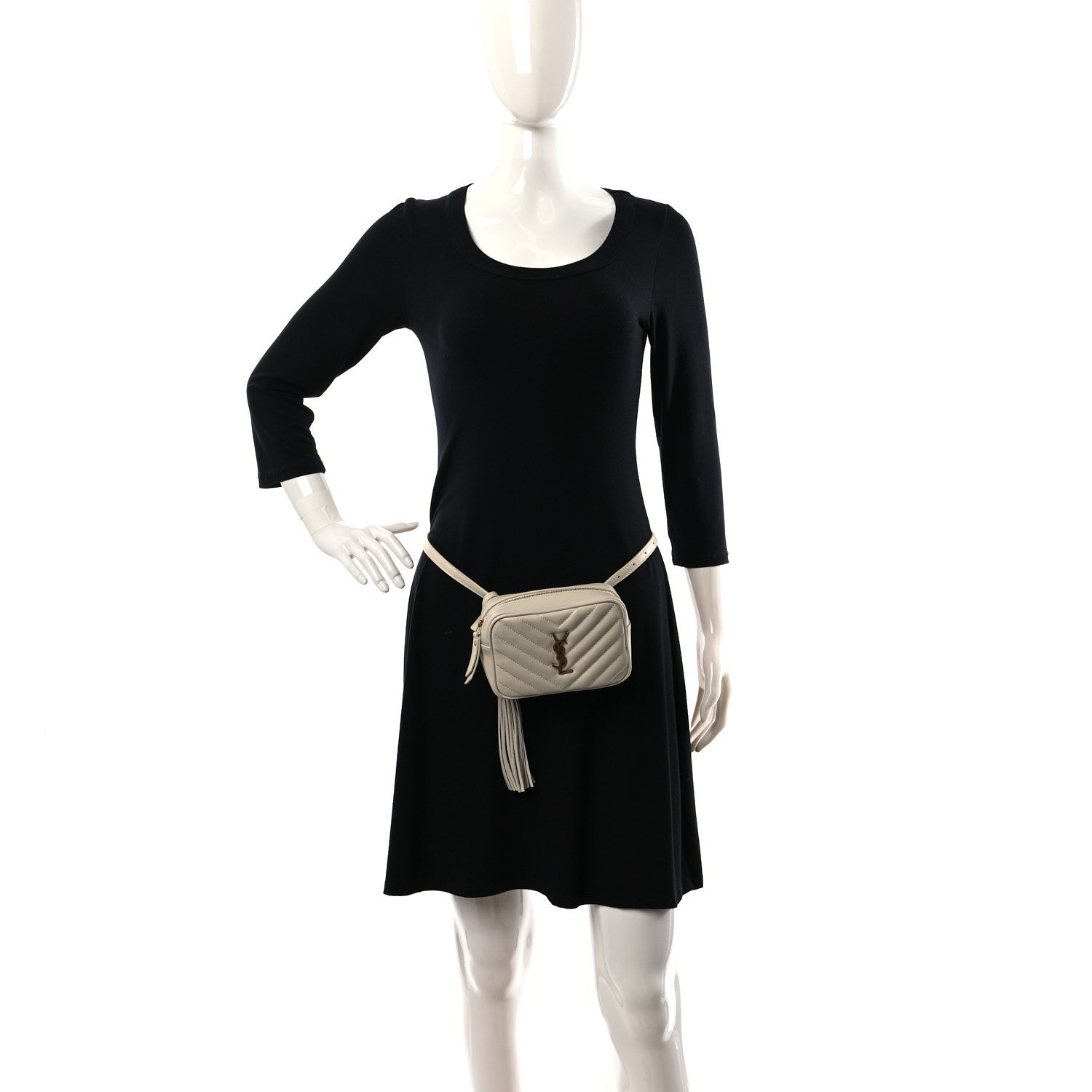 Saint Laurent Calfskin Matelasse Monogram Lou Belt Bag Ivory 2 of 11