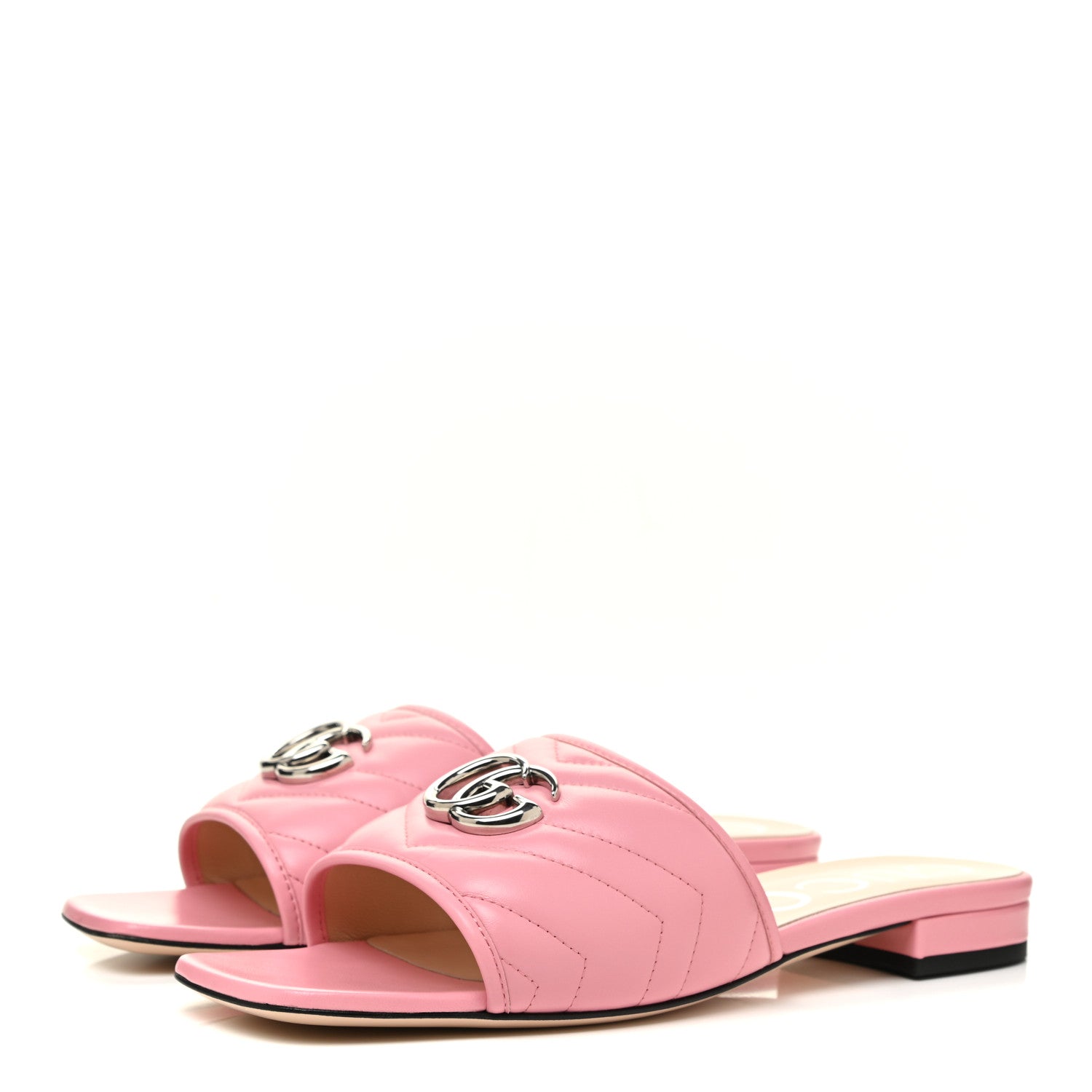 Gucci Nappa Matelasse GG Marmont Flat Slide Sandals 40 Wild Rose 3 of 8