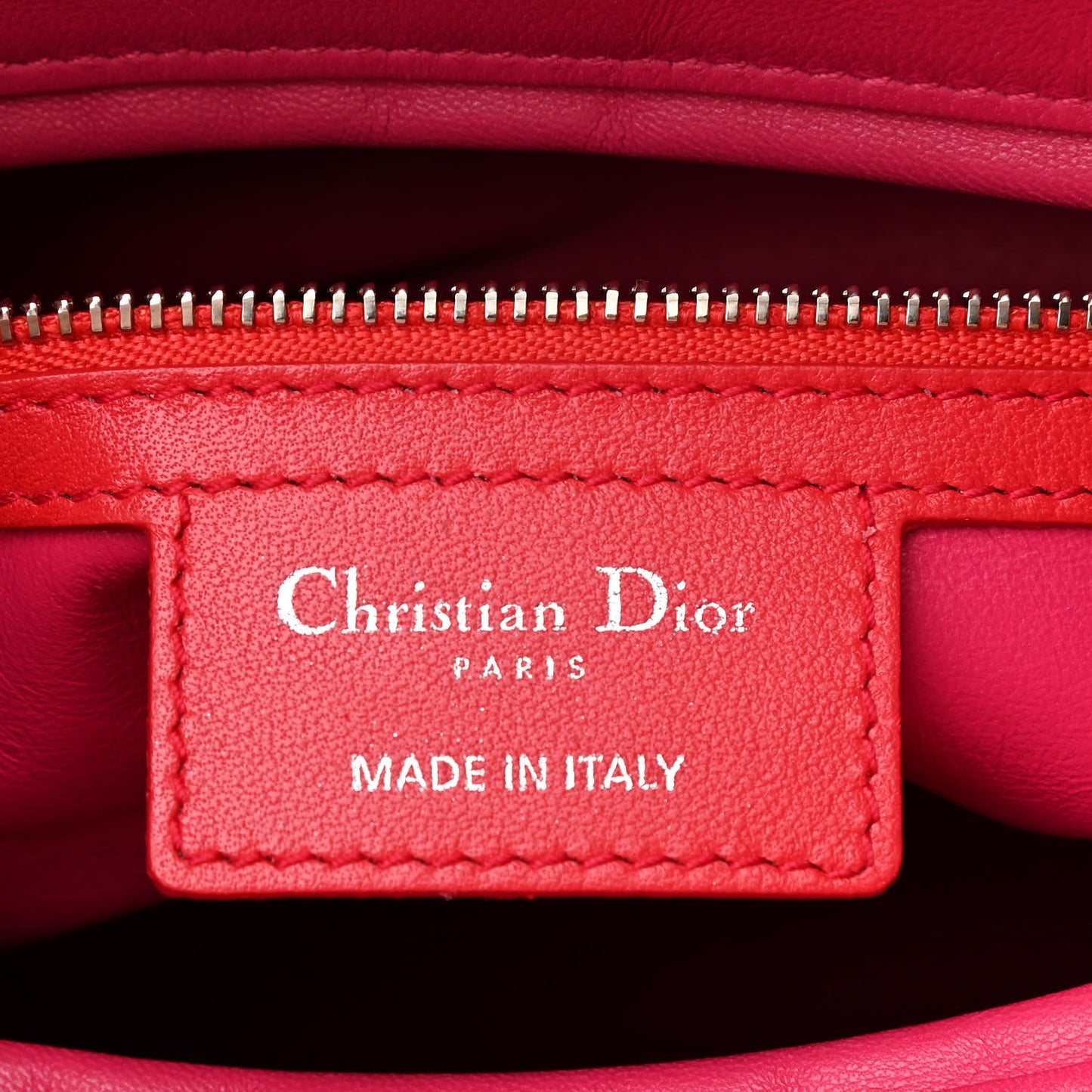 Lambskin Cannage Large Bi-Color Lady Dior Orange Fuchsia