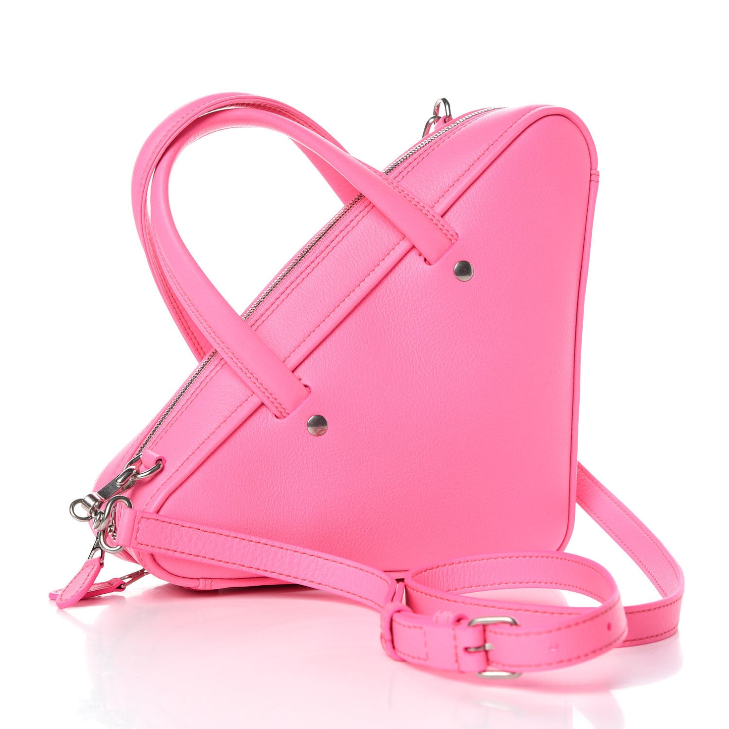 Shiny Day Calfskin XS Triangle Duffle Acid Pink Black