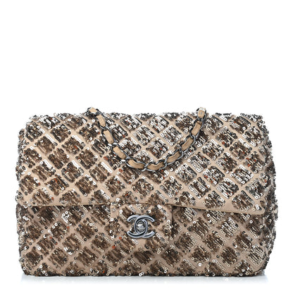 Chanel Sequin Quilted Medium Single Flap Gold 1 of 9