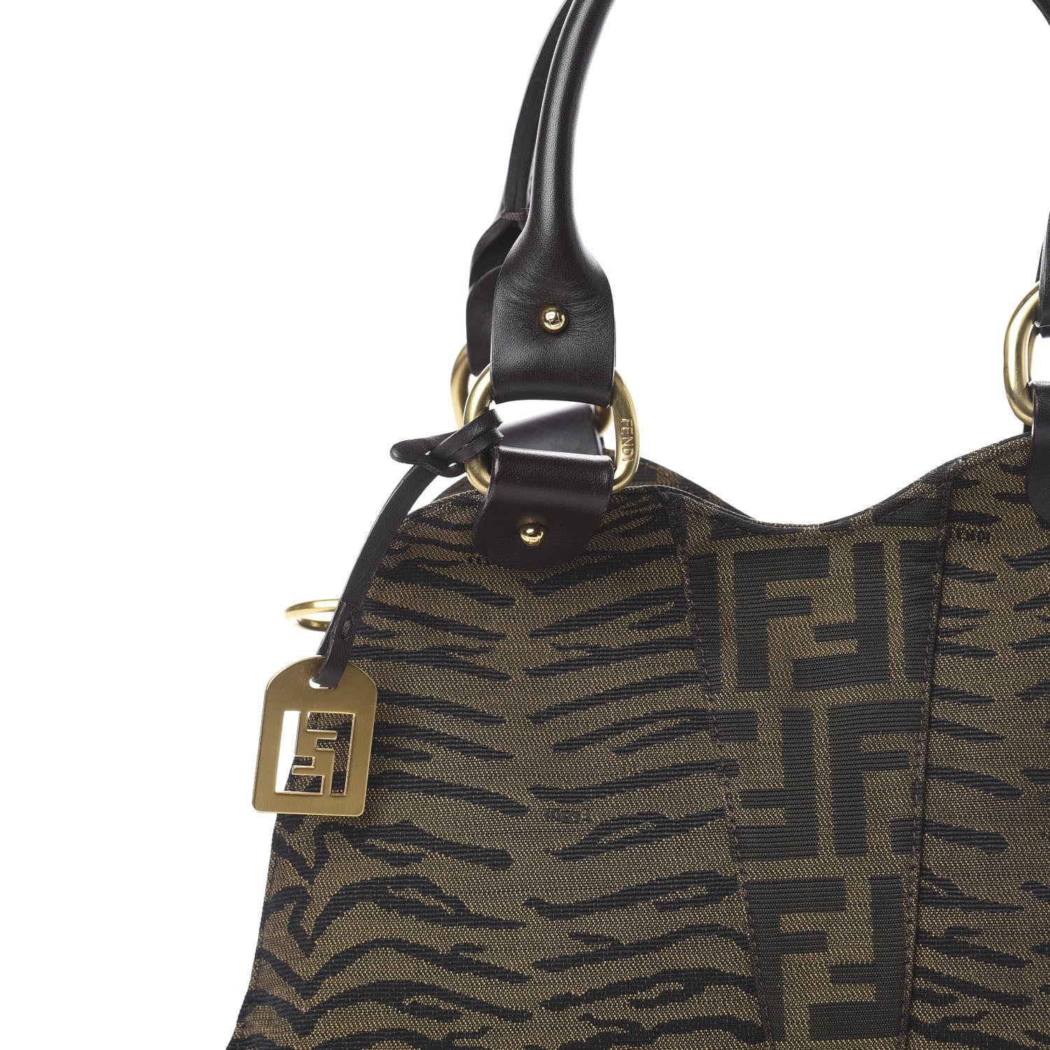 Fendi Zucca Small Devil Trapezio Tote Tobacco 10 of 11