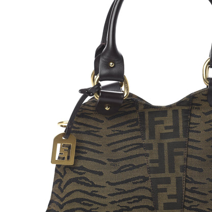 Fendi Zucca Small Devil Trapezio Tote Tobacco 10 of 11