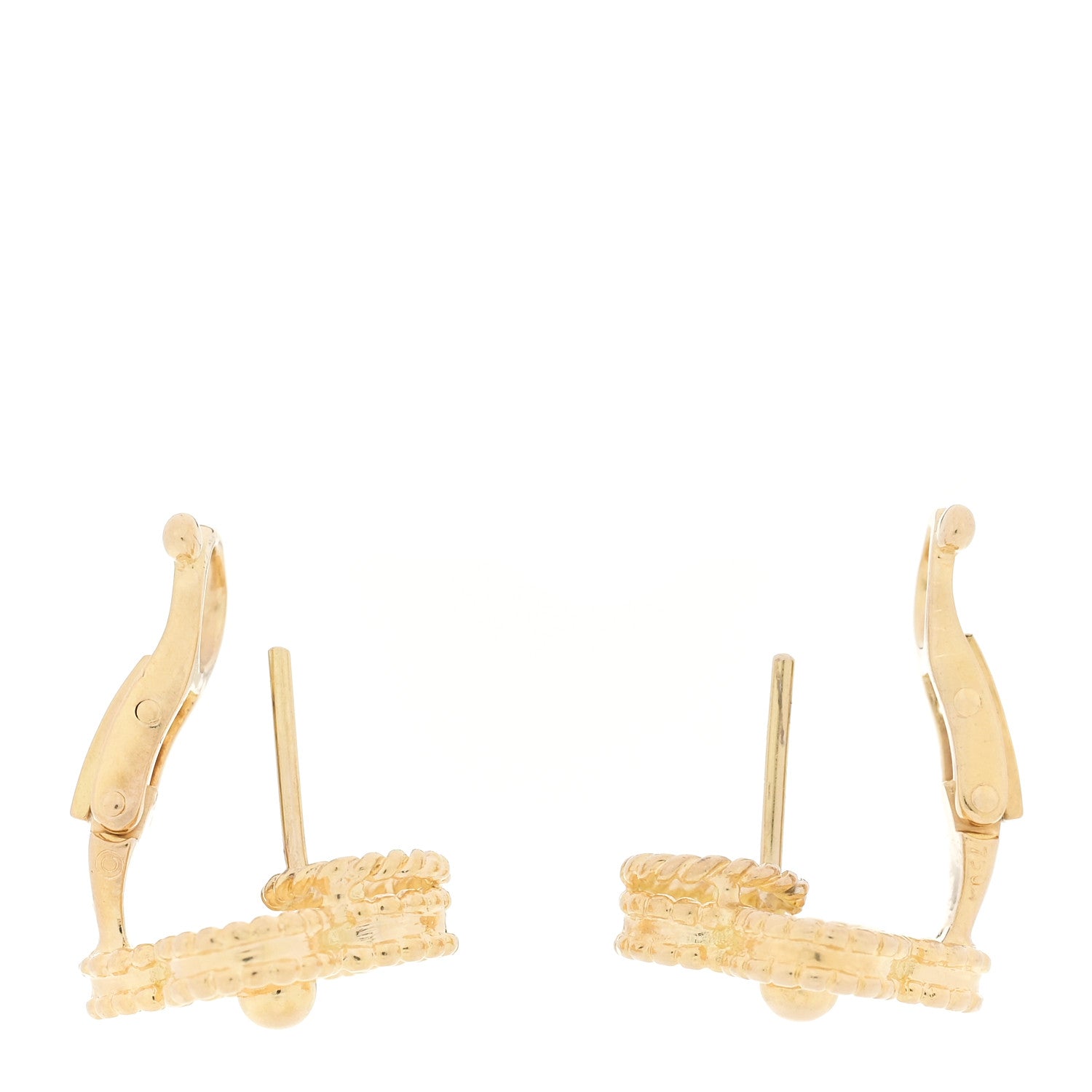 Van Cleef & Arpels 18K Yellow Gold Vintage Alhambra Earrings 3 of 4
