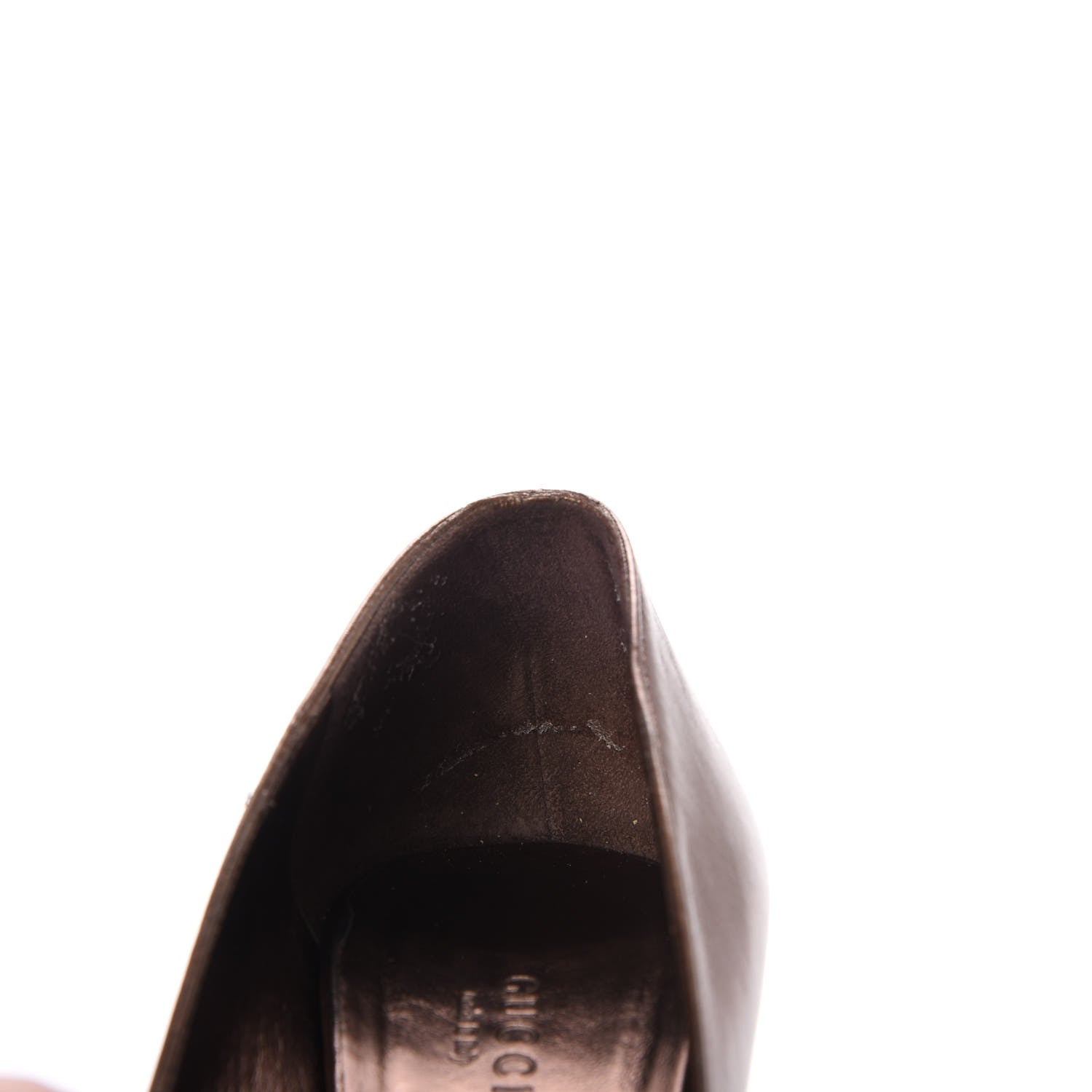 Gucci Metallic Nappa Hollywood Peep Toe Pumps 6.5 Brown 15 of 19