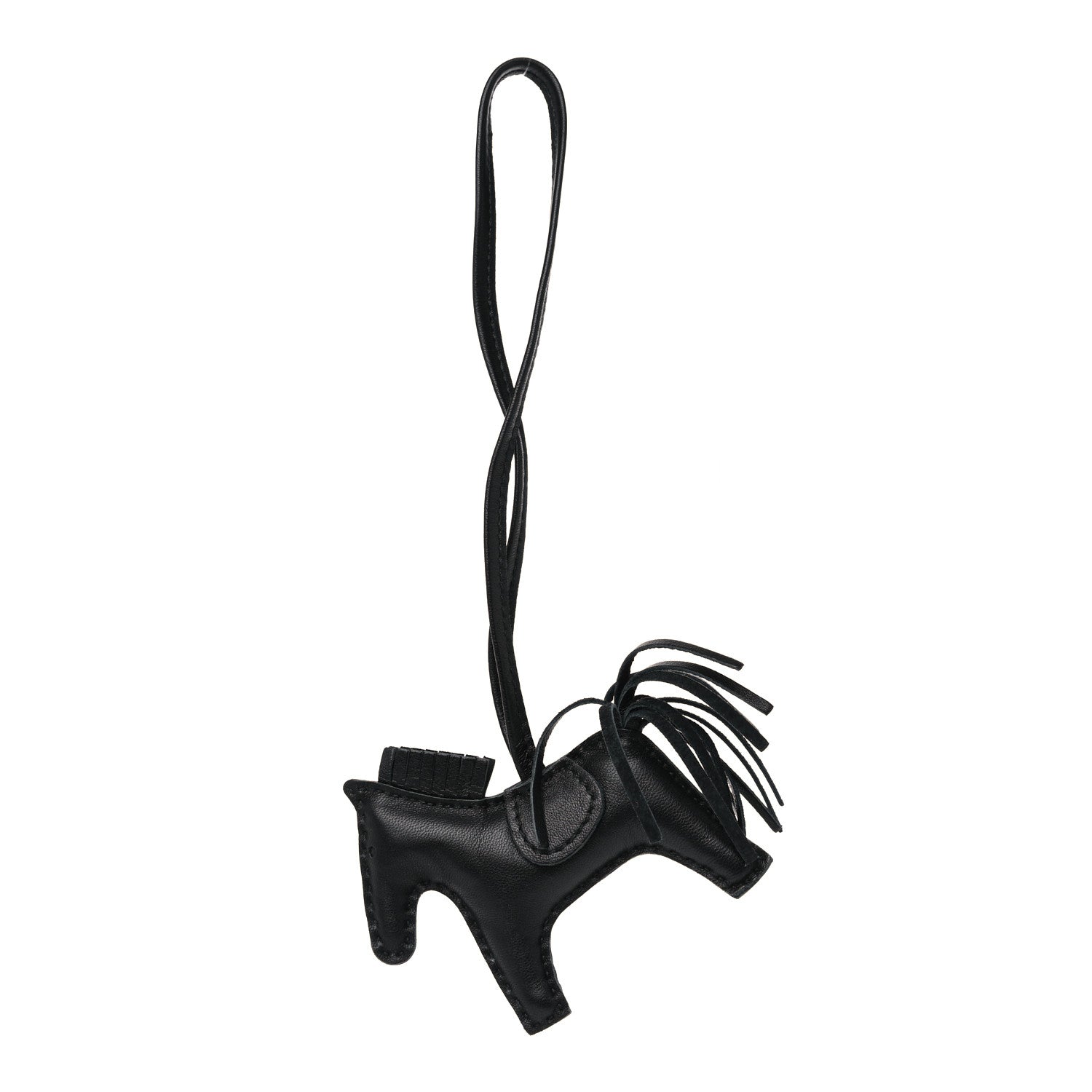 Hermes Milo Lambskin Grigri Rodeo Horse Bag Charm PM So Black 1 of 4