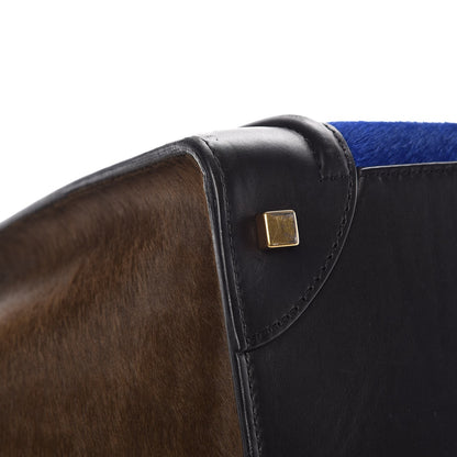 Celine Pony Hair Mini Tri-Color Luggage Royal Blue 9 of 13