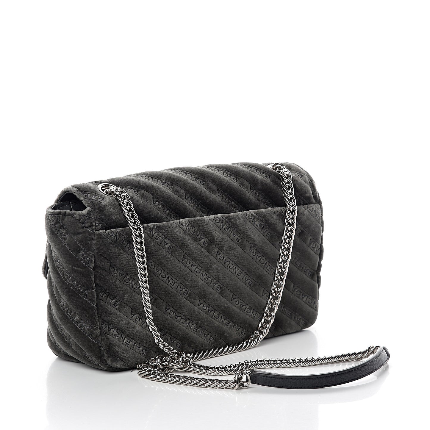 Velvet Logo Matelasse M BB Chain Shoulder Bag Gris