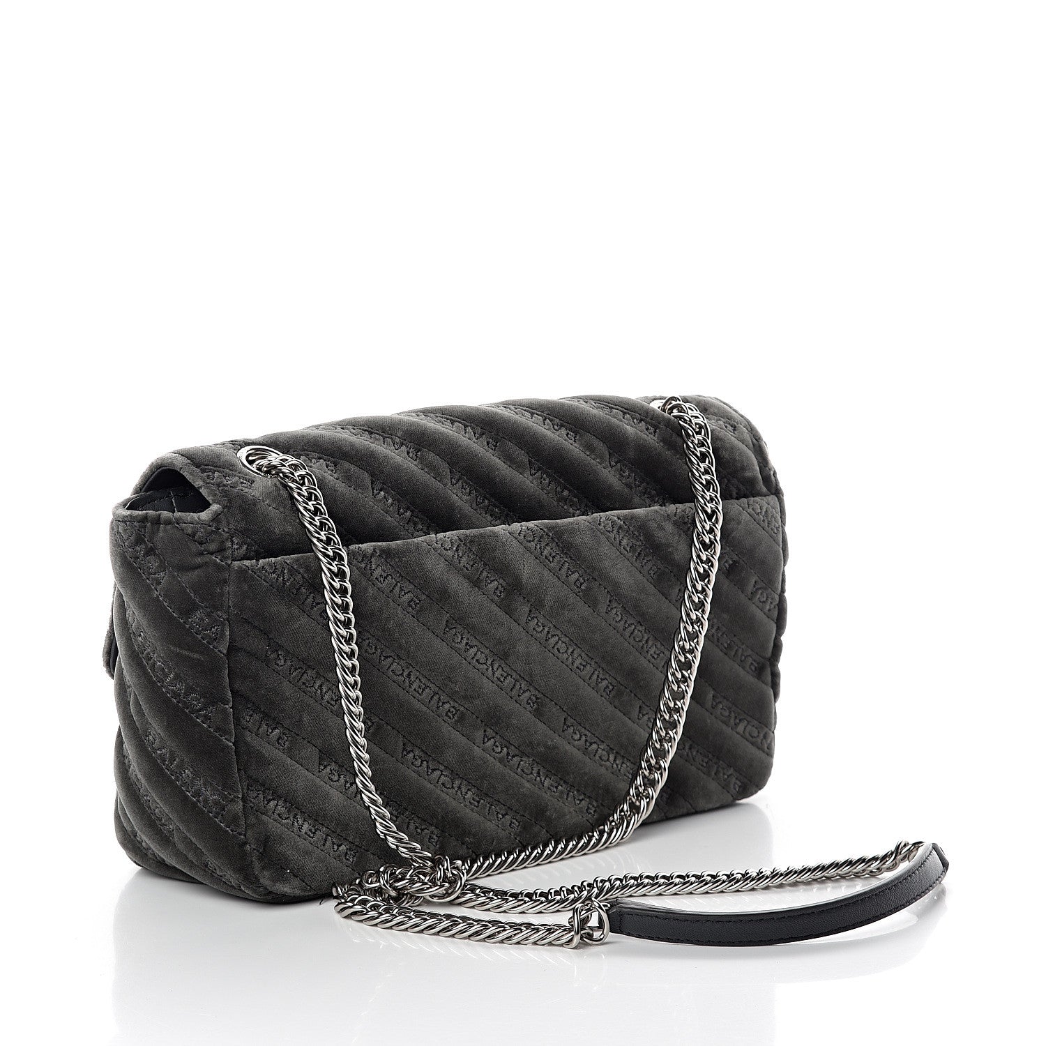 Balenciaga Velvet Logo Matelasse M BB Chain Shoulder Bag Gris 2 of 8