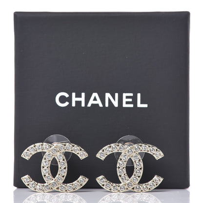 Chanel Crystal CC Large Stud Earrings Gold 5 of 5