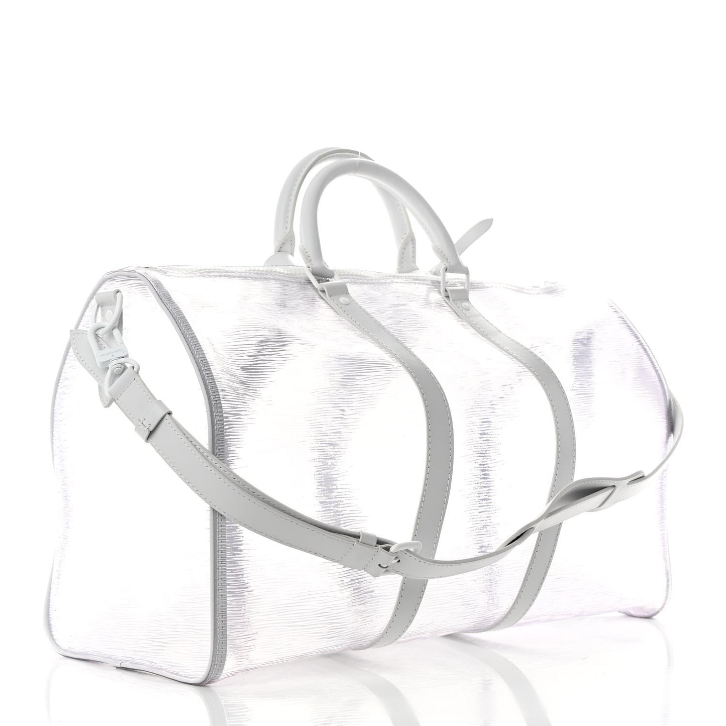 PVC Epi Embossed Wavy Keepall Bandouliere 50 White