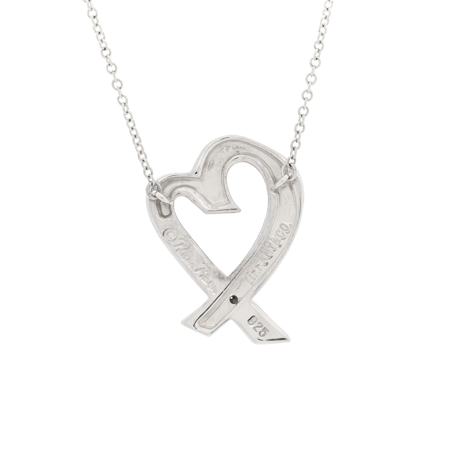 Tiffany Sterling Silver Diamond Paloma Picasso Loving Heart Necklace 4 of 6