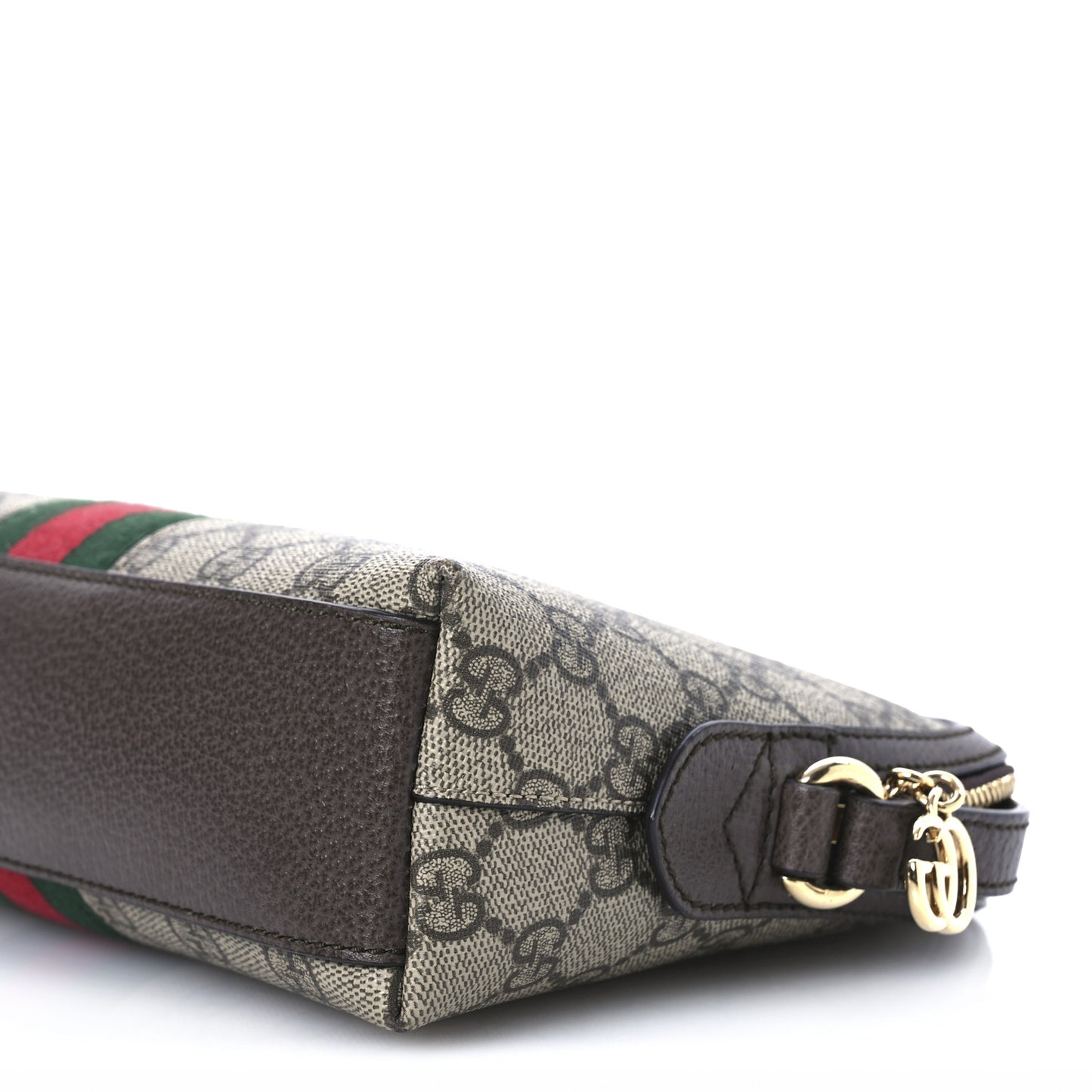 GG Supreme Monogram Textured Dollar Calfskin Web Small Ophidia Dome Shoulder Bag Beige Ebony New Acero